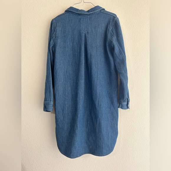 Madewell Blue Denim Tunic Shirt Popover Dress Button Down Rolled Sleeves Size XS - Picture 2 of 8